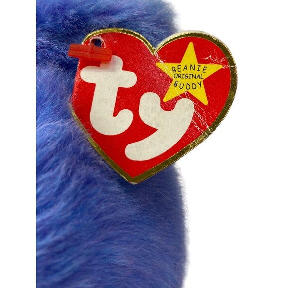 Ty Beanie Buddies "Clubby IV" Blue Teddy Bear Plush Official Club Large 14" - Picture 13 of 15